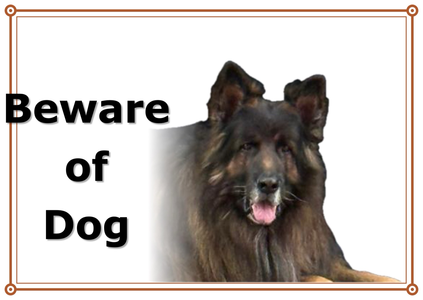 Cartello Beware of Dog con la faccia di Darko
